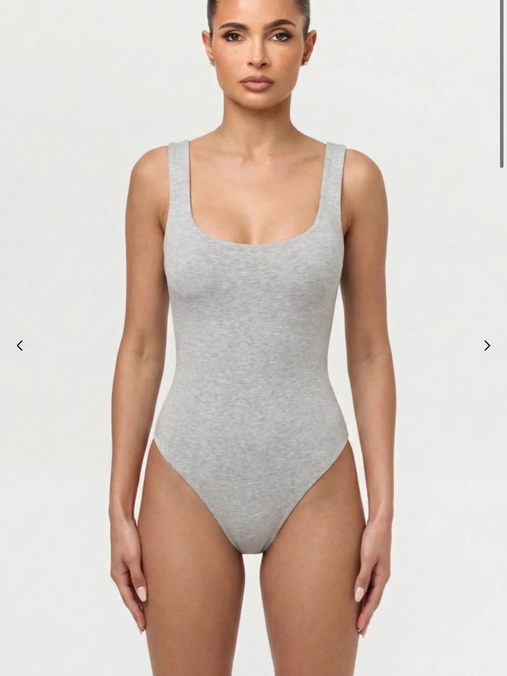 naked wardrobe Light Gray Scoop Neck Ribbed Bodysuit